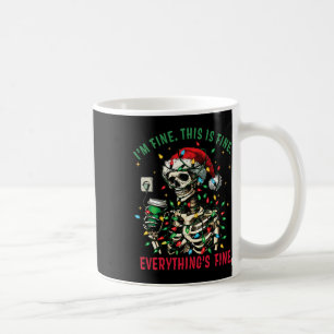 Everything Is Fine Christmas Lights Xmas Skeleton Coffee Mug