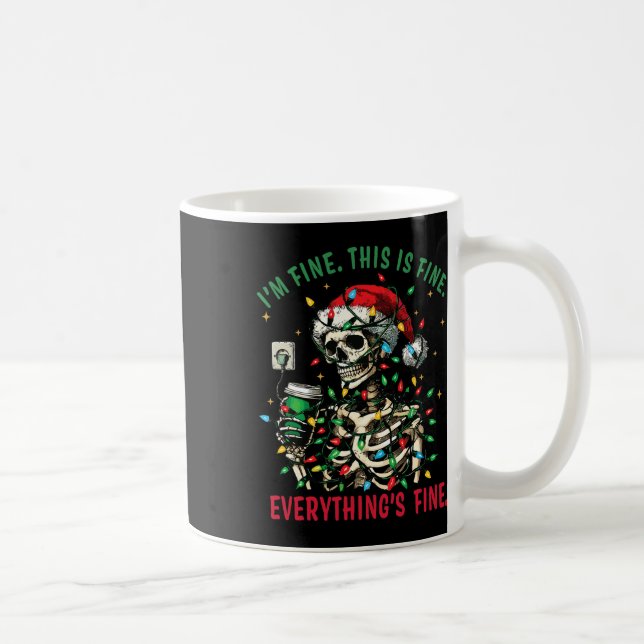 Everything Is Fine Christmas Lights Xmas Skeleton  Coffee Mug (Right)