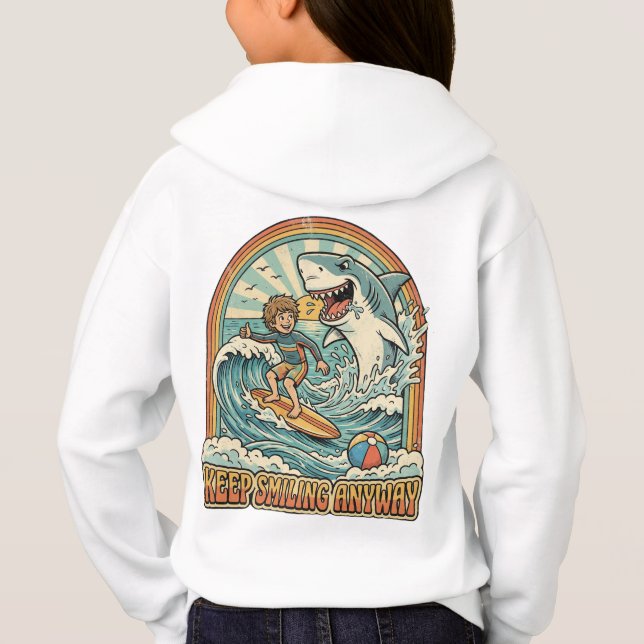 Everything Is Fine Funny Retro Shark Beach Graphic (Back)
