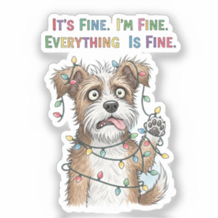 Everything is Fine Quirky Colourful Christmas Dog
