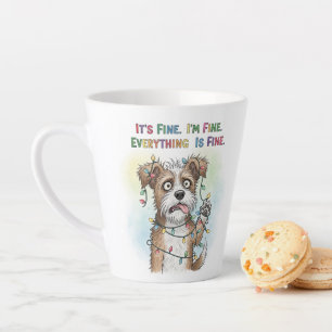 Everything is Fine Quirky Colourful Christmas Dog Latte Mug