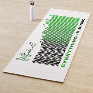 Everything is Music Green Sound Barcode Monogram Yoga Mat