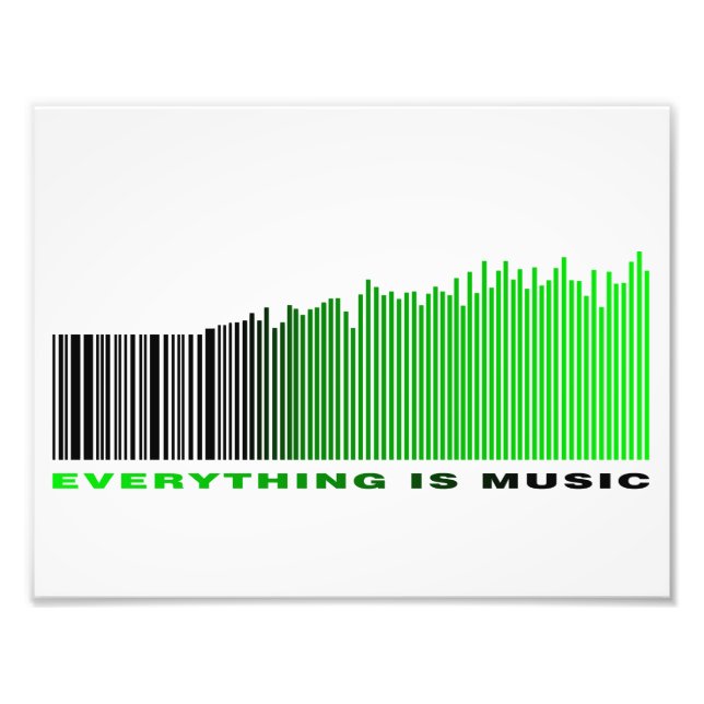 Everything is Music Green Text Barcode Song Player Photo Print (Front)