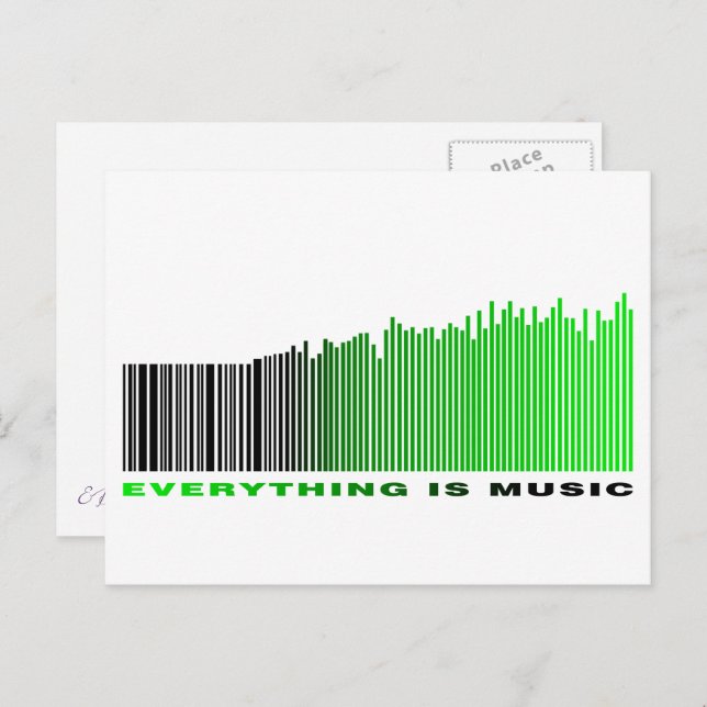 Everything is Music Green Text Barcode Song Player Postcard (Front/Back)