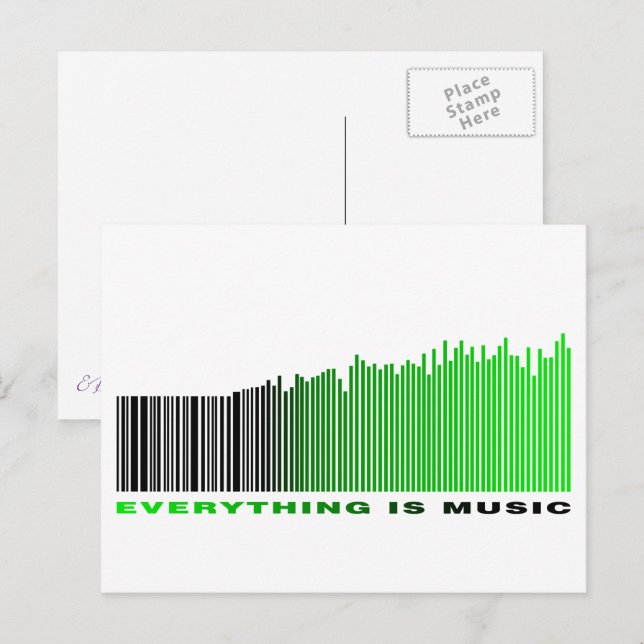 Everything is music Quote Green Barcode Equalizer Postcard (Front/Back)