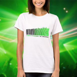 Everything is music Quote Green Barcode Equalizer T-Shirt
