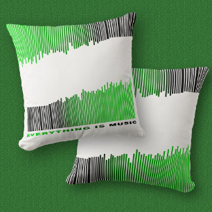Everything is Music Text Song Player Green Barcode Cushion