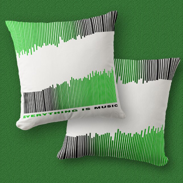 Everything is Music Text Song Player Green Barcode Cushion (Creator Uploaded)