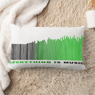 Everything is Music Text Song Player Green Barcode Lumbar Cushion