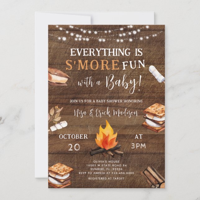 Everything is S'more Fun Camping Baby Shower  Invitation (Front)