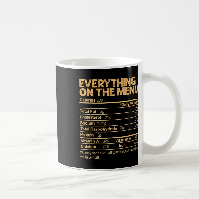 Everything On The Menu Nutrition Facts Thanksgivin Coffee Mug (Right)