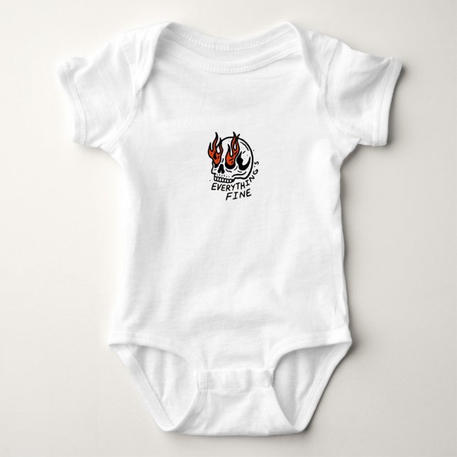 Everything’s Fine Skull Baby Bodysuit (Front)