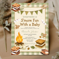 Everything S'more Fun Green Baby Shower Gingham