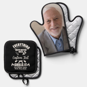 Everything Tastes Better When Custom Name Grills Oven Mitt & Pot Holder Set