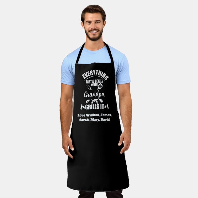 Everything Tastes Better When Grandpa Grills it Apron (Worn)