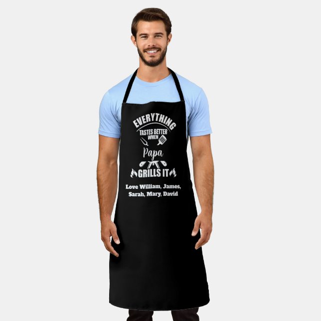 Everything Tastes Better When Papa Grills it Apron (Worn)