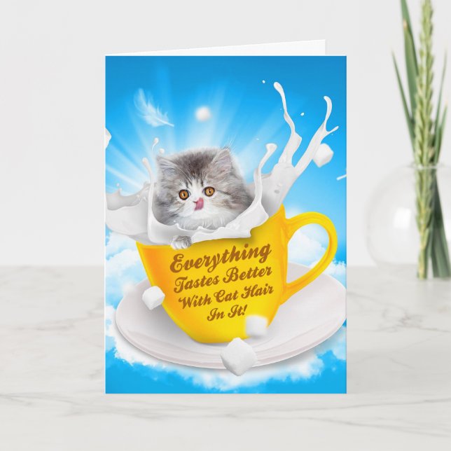 Everything Tastes Better With Cat Hair In It Kitty Thank You Card (Front)