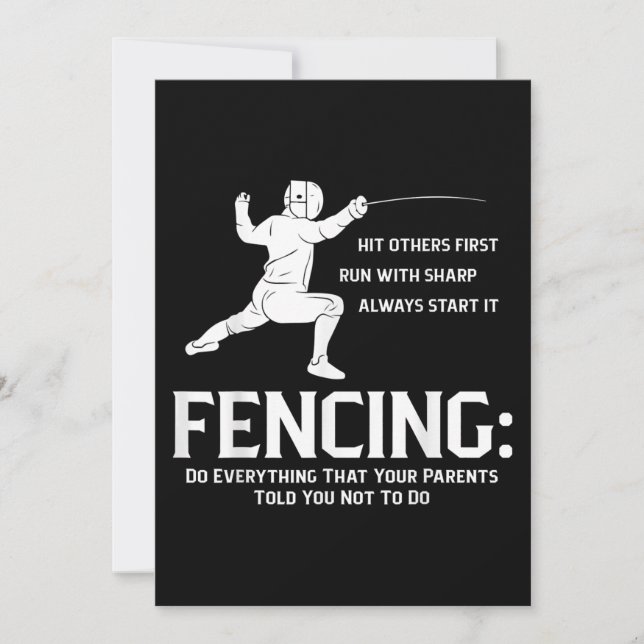 Everything Your Parents Funny Fencing Player Fence Holiday Card (Front)