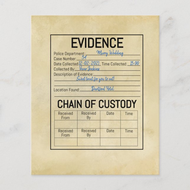 Evidence chain of custody crime game role play  fa flyer (Front)