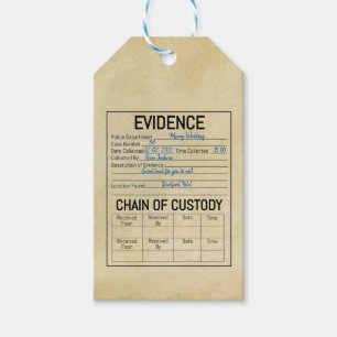 Evidence chain of custody crime game role play  fa gift tags