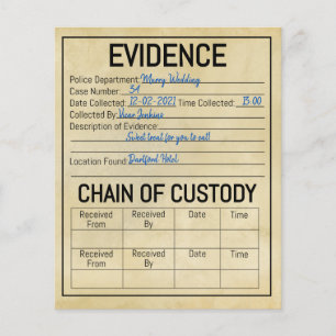 Evidence chain of custody crime game role play flyer