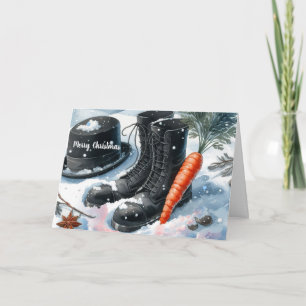 Evidence of the Snowman Christmas  Holiday Card