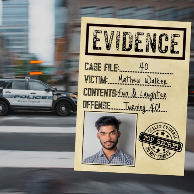 Evidence true crime murder mystery detective card (Creator Uploaded)