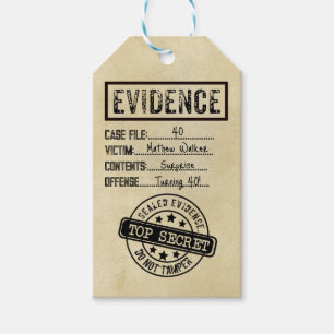 Evidence true crime murder mystery role play wine  gift tags