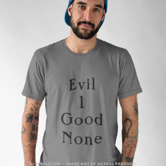 Evil 1 Good None Bold Minimal Serif Quote Grey T-Shirt