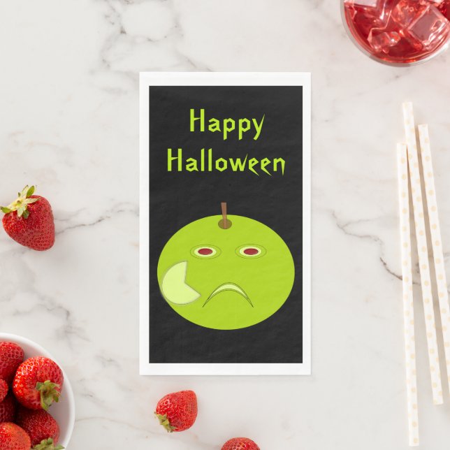 Evil Apple with Scar Halloween Custom Napkin (Insitu)