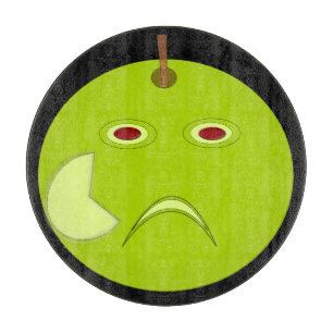 Evil Apple with Scar Halloween Cutting Board