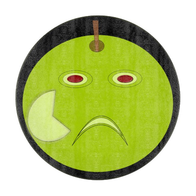 Evil Apple with Scar Halloween Cutting Board (Front)