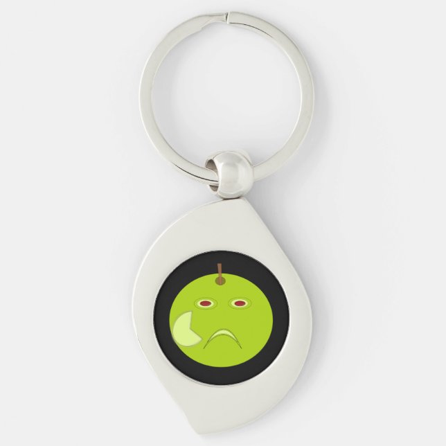 Evil Apple with Scar Halloween Keychain (Front)
