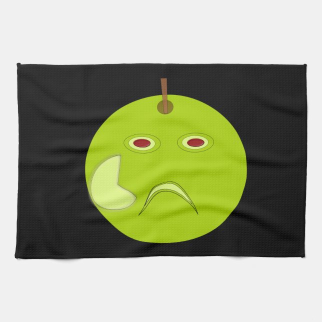 Evil Apple with Scar Halloween Kitchen Towel (Horizontal)