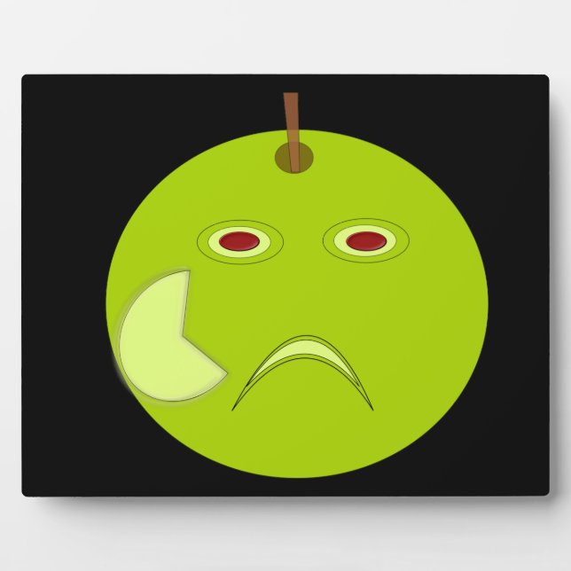 Evil Apple with Scar Halloween Plaque (Front)