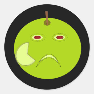 Evil Apple with Scar Halloween Stickers