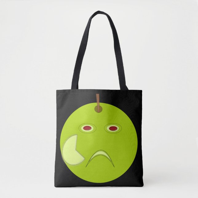 Evil Apple with Scar Halloween Tote Bag (Front)