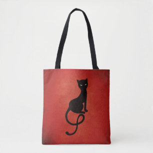 Evil Black Cat Red Elegant Tote Bag