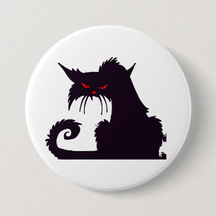 Evil Black Cat Silhouette with Red Eyes 7.5 Cm Round Badge