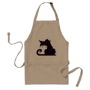 Evil Black Cat Silhouette with Red Eyes Standard Apron