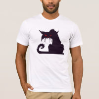 Evil Black Cat Silhouette with Red Eyes