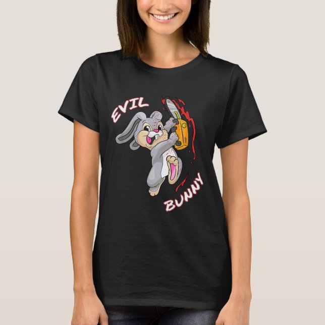 Evil Bunny Shirt Halloween funny Bad Rabbit Killer (Front)