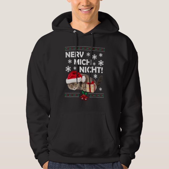 Evil Cat Santa Ugly Christmas Sad Cat Xmas Hoodie (Front)