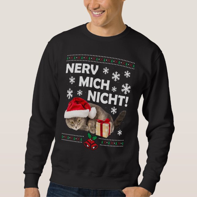 Evil Cat Santa Ugly Christmas Sad Cat Xmas Sweatshirt (Front)