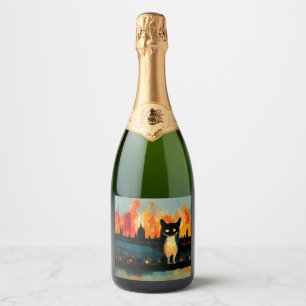 Evil Cat Wants to See the World Burn 01 Sparkling Wine Label
