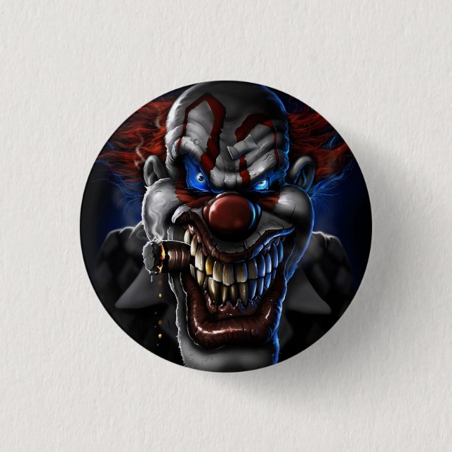 EVIL CLOWN 3 CM ROUND BADGE (Front)