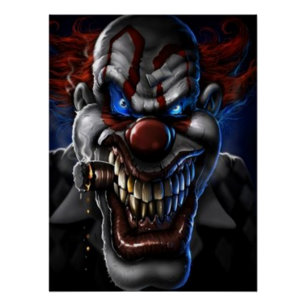 Evil Clown and Cigar Poster