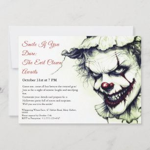 Evil Clown Halloween Invitation – Sinister Smile
