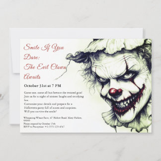 Evil Clown Halloween Invitation – Sinister Smile