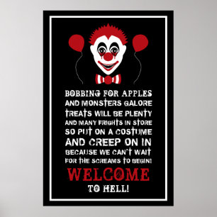 Evil Clown, Halloween Welcome Poster